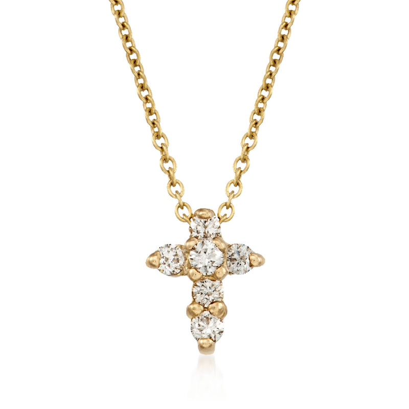Roberto Coin 18kt yellow gold diamond cross necklace with sparkling marquise stones