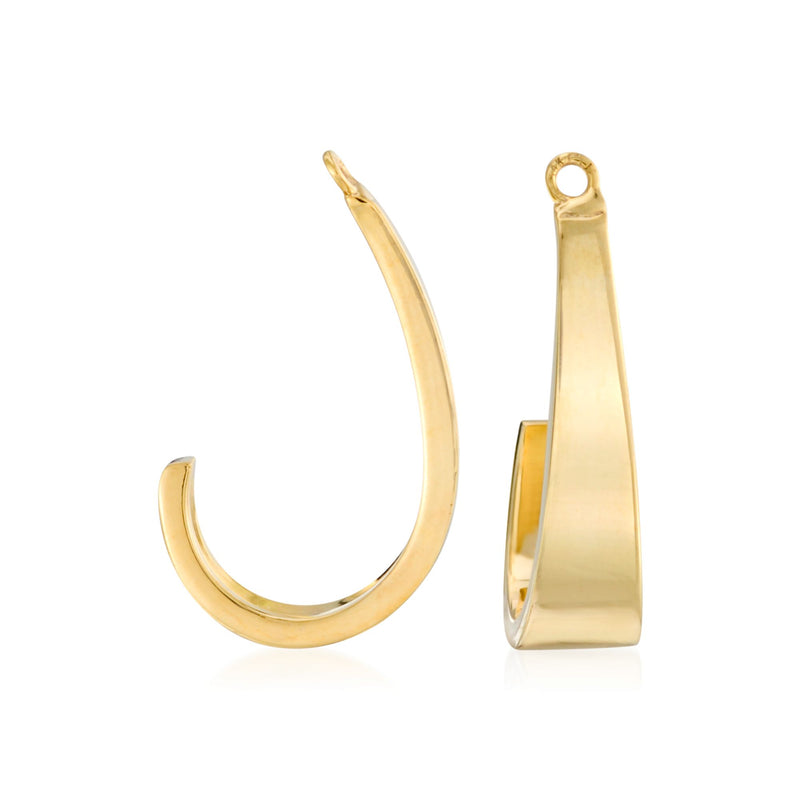 14kt yellow gold J-hoop earring jacket, curved hoop with clasp