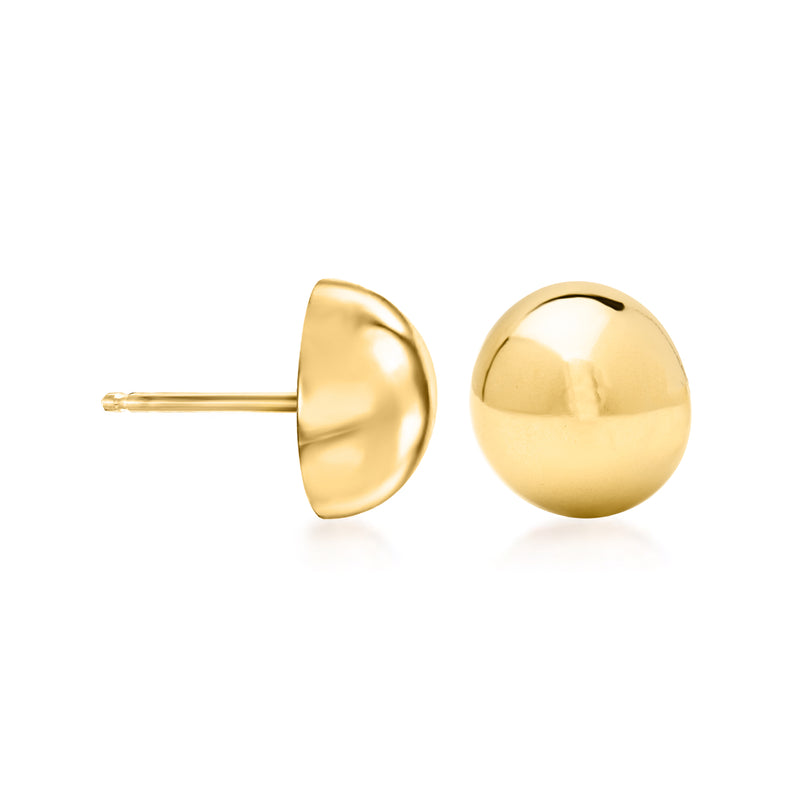 14kt yellow gold domed button stud earrings with post backs, 12mm