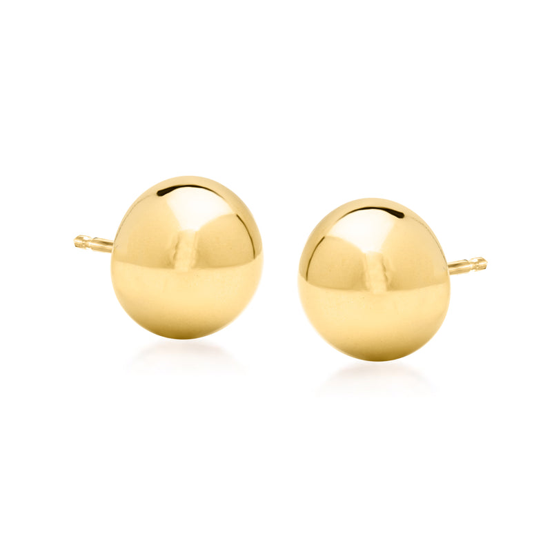 Pair of 14kt yellow gold domed button stud earrings, 12mm