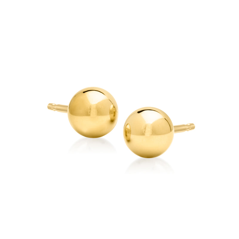 14kt yellow gold ball stud earrings with 5mm round polished balls