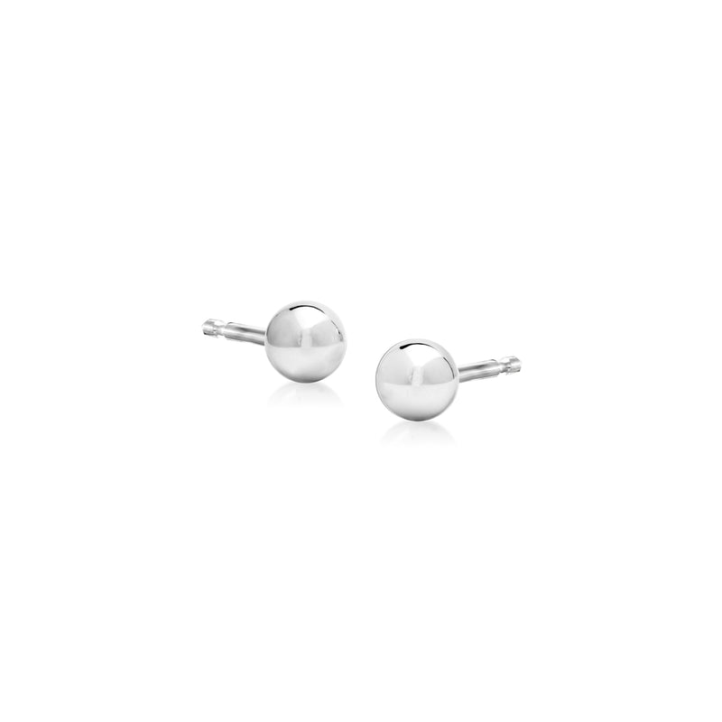 4mm 14kt white gold ball stud earrings with polished round balls