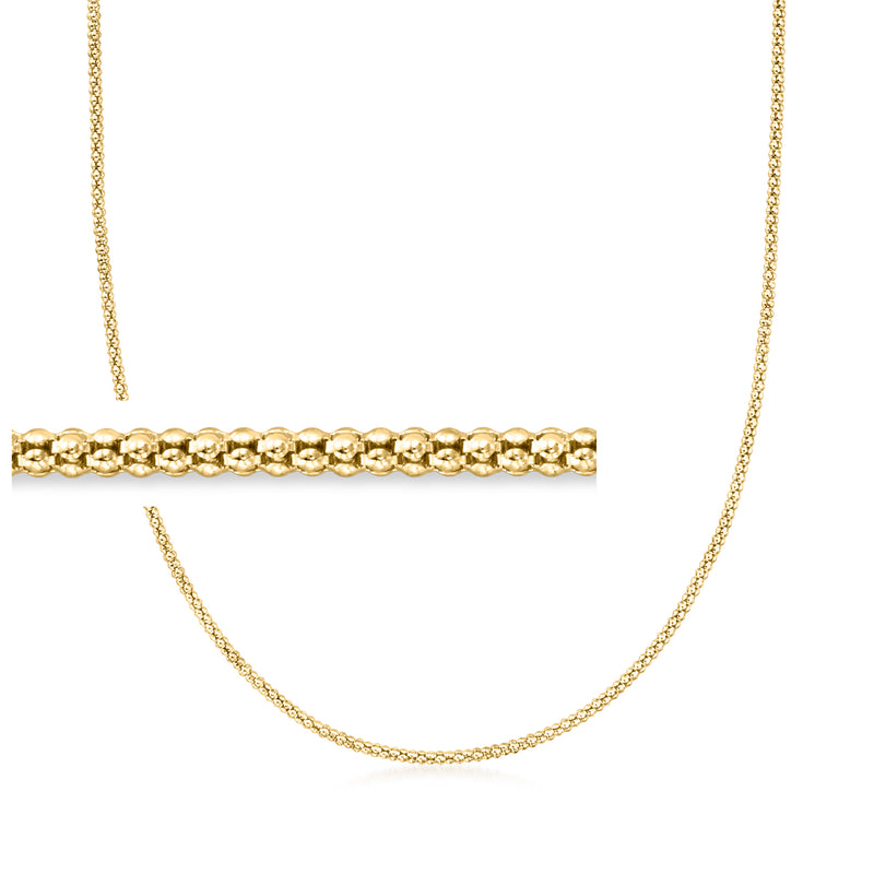 Yellow 14kt gold popcorn-chain necklace with rounded link texture