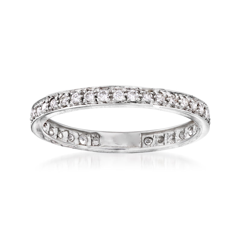 14kt white gold diamond eternity band with round channel-set stones