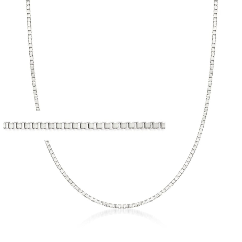 14kt white gold box-chain necklace with small .8mm links