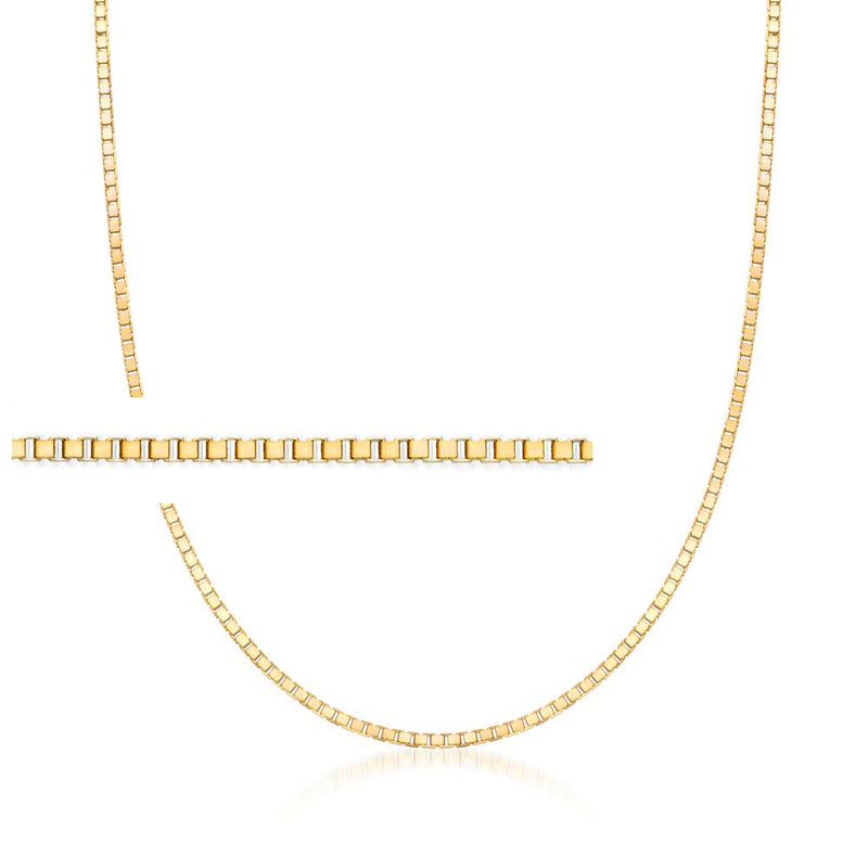 14kt yellow gold box-chain necklace with rectangular link design