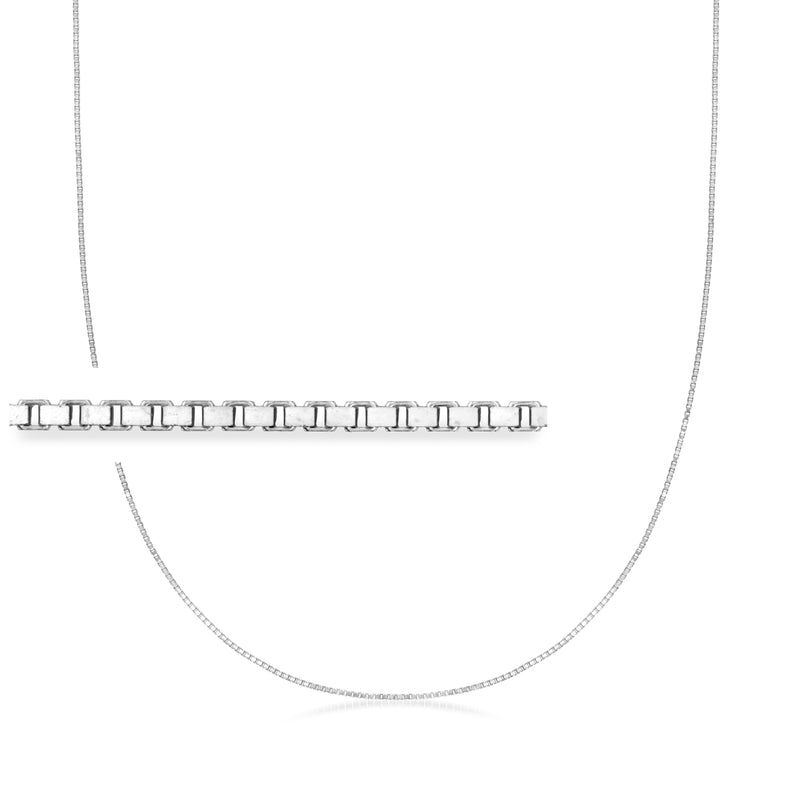 14kt white gold box-chain necklace, thin rectangular links