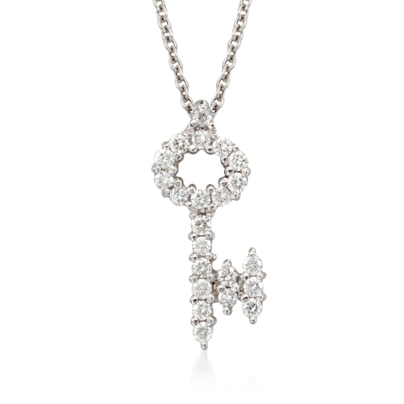 Roberto Coin Tiny Treasures diamond key pendant necklace in 18kt white gold