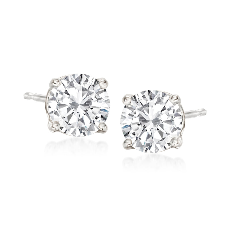 Diamond stud earrings in 14kt white gold with round-cut stones
