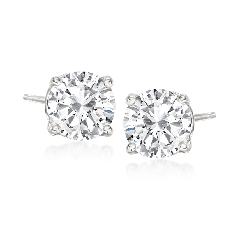1.75 ct diamond stud earrings in 14kt white gold, round brilliant cut
