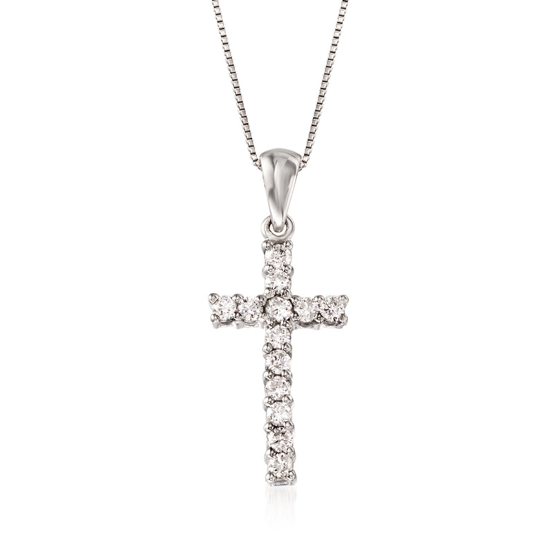 Diamond cross necklace in 14kt white gold