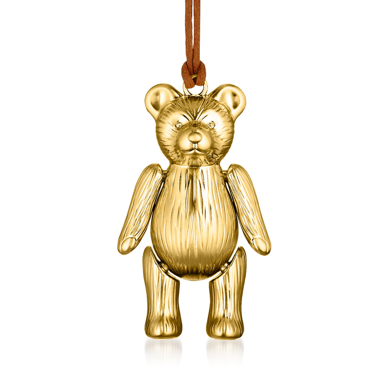 Waterford Crystal teddy bear ornament, gold-toned hanging charm with loop