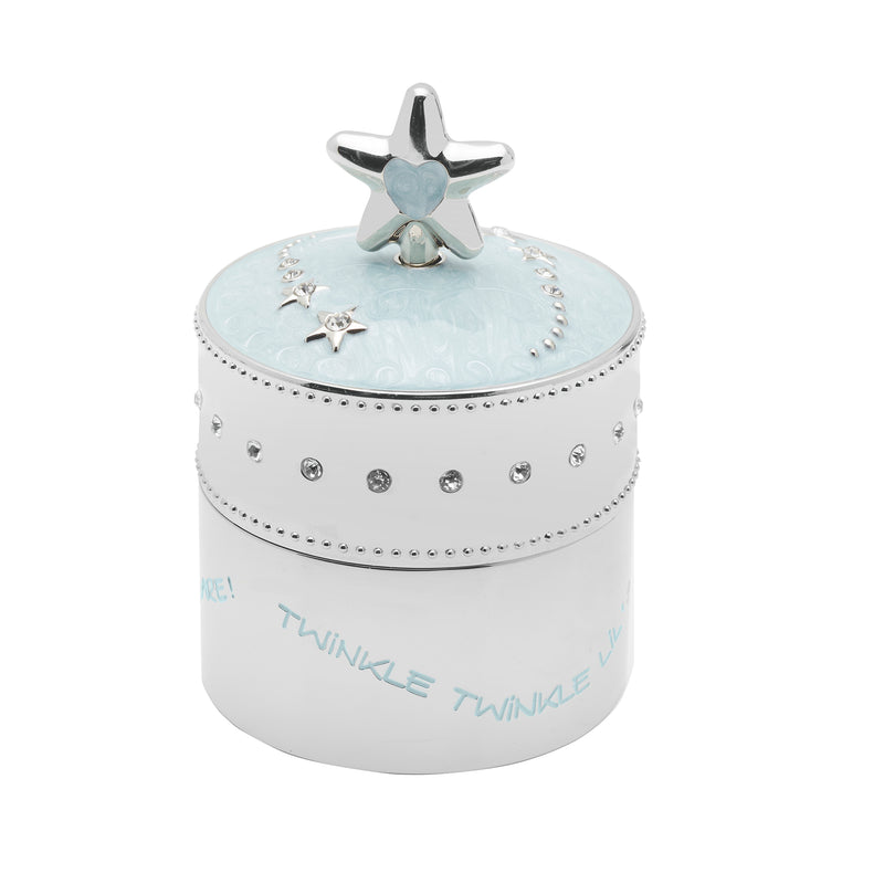 Wallace musical baby trinket box with blue star on light blue lid