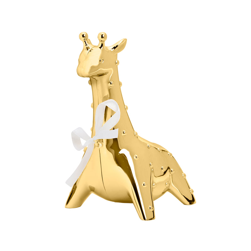 Wallace baby giraffe bank, gold-tone standing figurine with coin slot