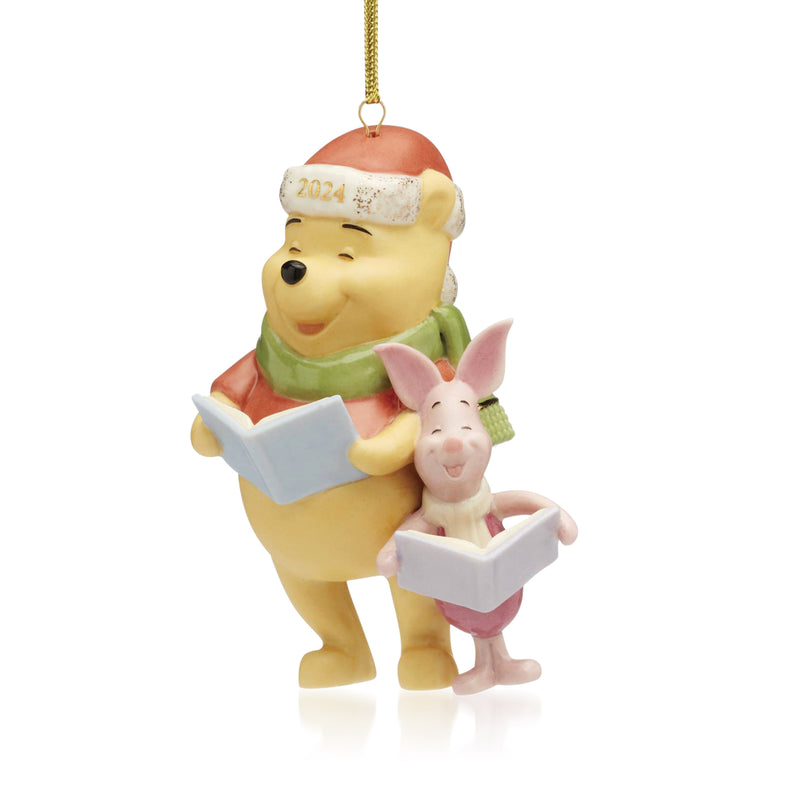 Porcelain hanging ornament of Winnie the Pooh and Piglet reading a book, 2024