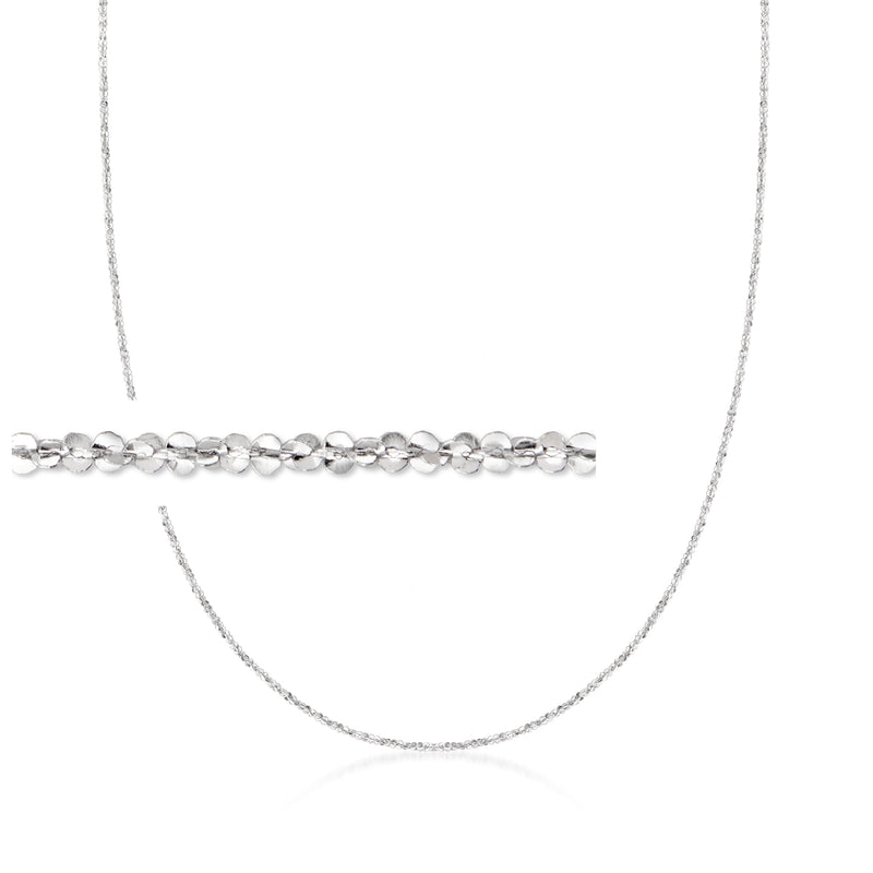 14kt white gold twisted sparkle-chain necklace, circular links