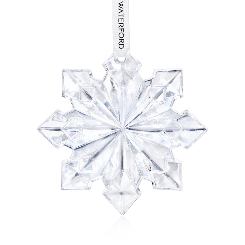 Waterford Crystal clear glass snowflake ornament with hanging loop