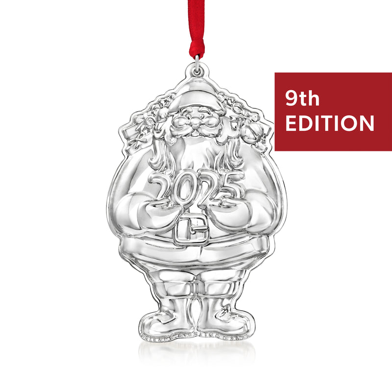 Sterling silver Santa ornament with 2025 engraving, 9th edition