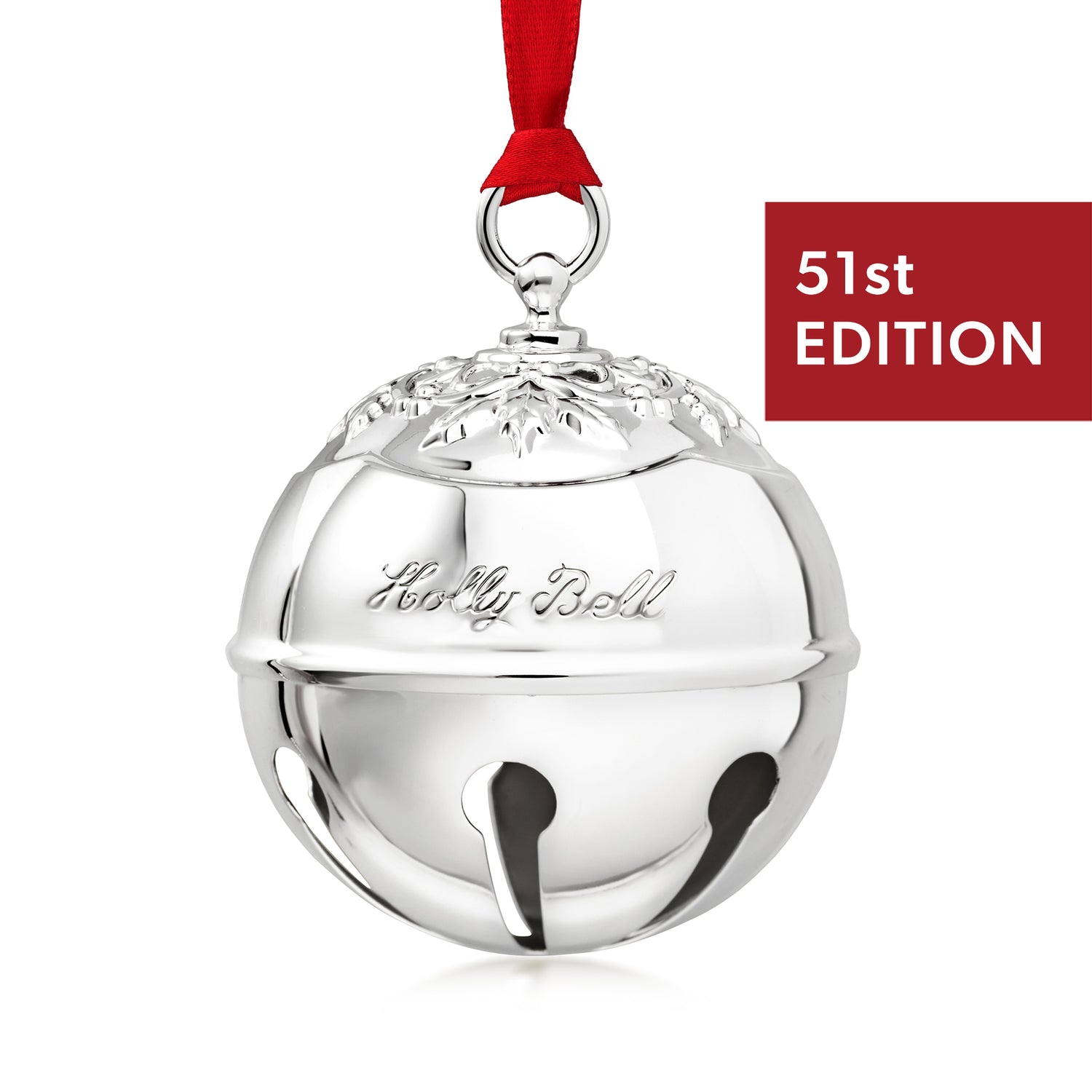 Reed And Barton Reed & Barton 2026 Annual Silver-plated Holly Bell Ornament - 51st Edition