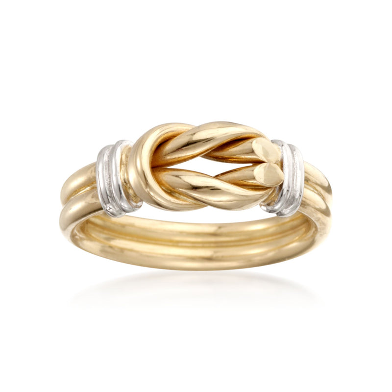 Roberto Coin two-tone 18kt gold knot ring with twisted braided center