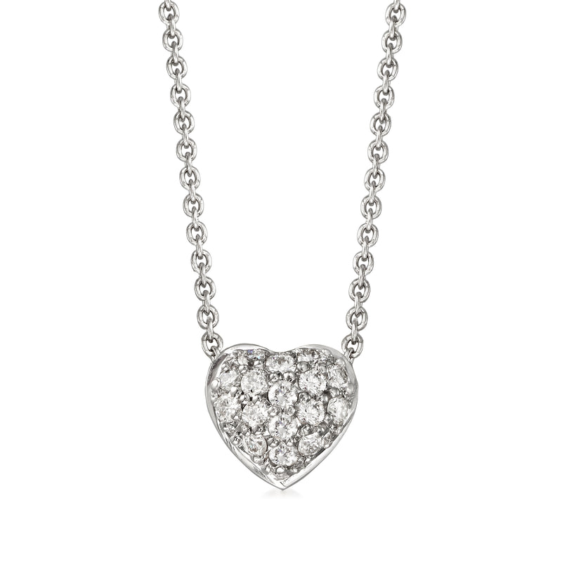 18kt white gold diamond puffed heart pendant necklace