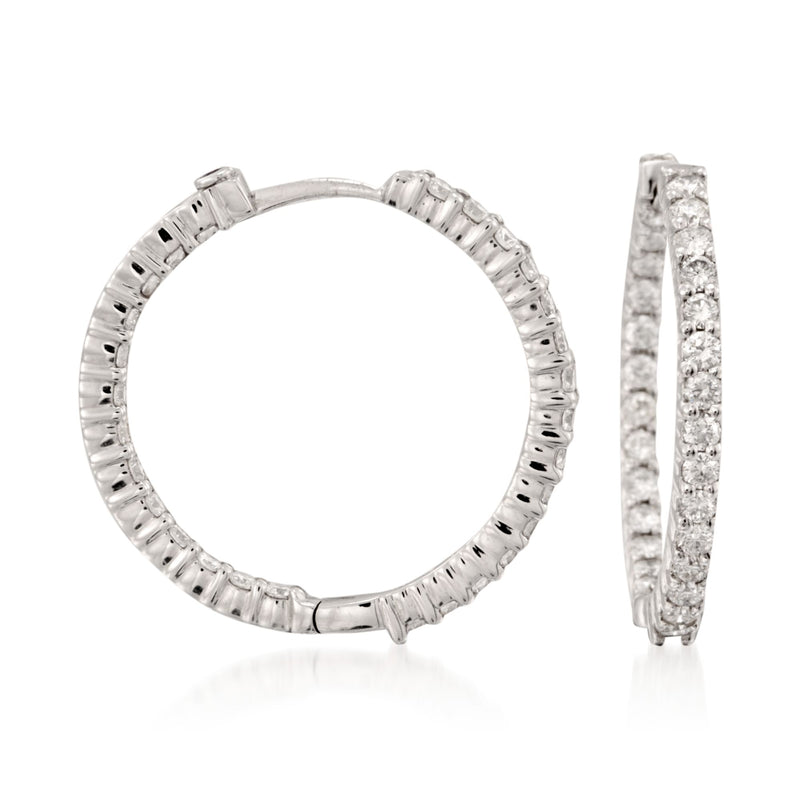 Roberto Coin diamond hoop earrings in 18kt white gold