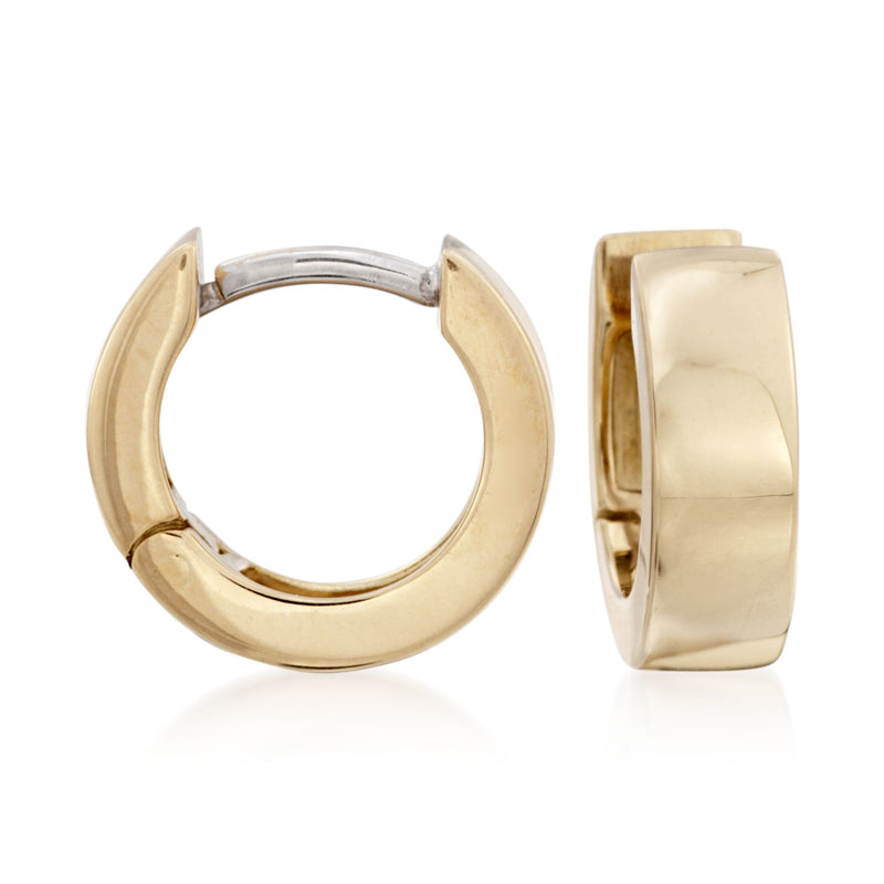 Roberto Coin 18kt yellow gold hoop earrings with hinged clasp, round profile