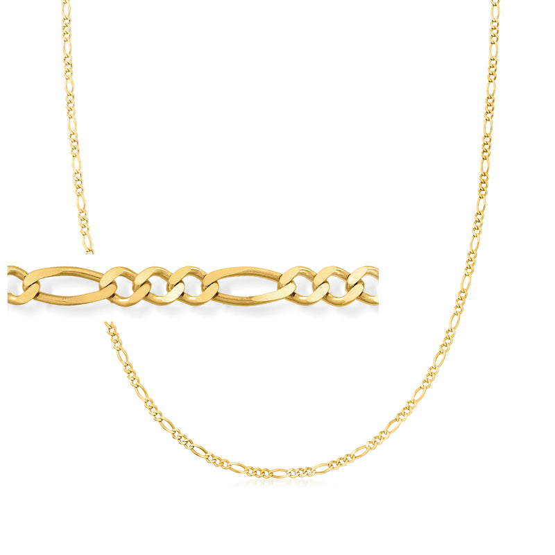 14kt yellow gold figaro-link necklace with alternating oval and bar links