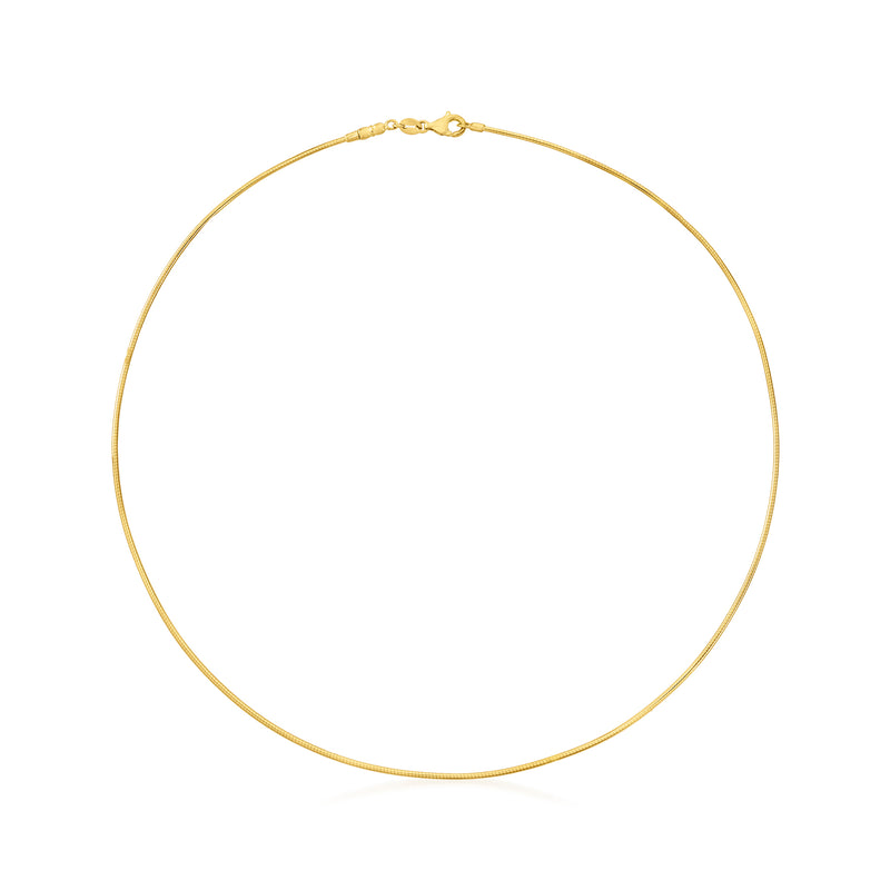 14kt yellow gold omega necklace with thin round chain and small clasp