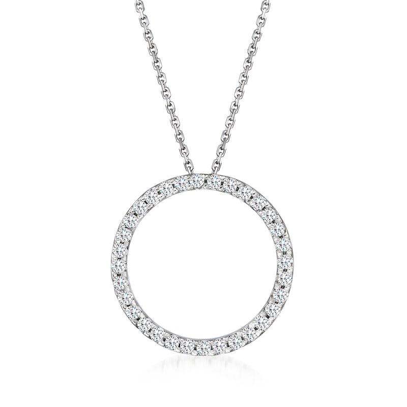 14kt white gold diamond eternity circle pendant necklace on a chain