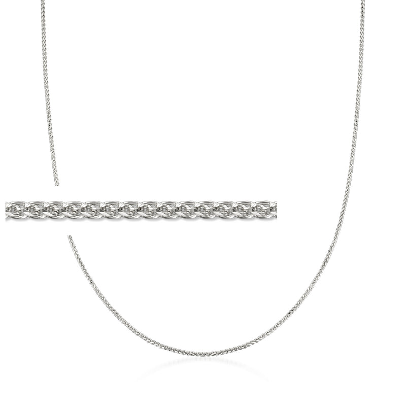 14kt white gold wheat-chain necklace with polished links