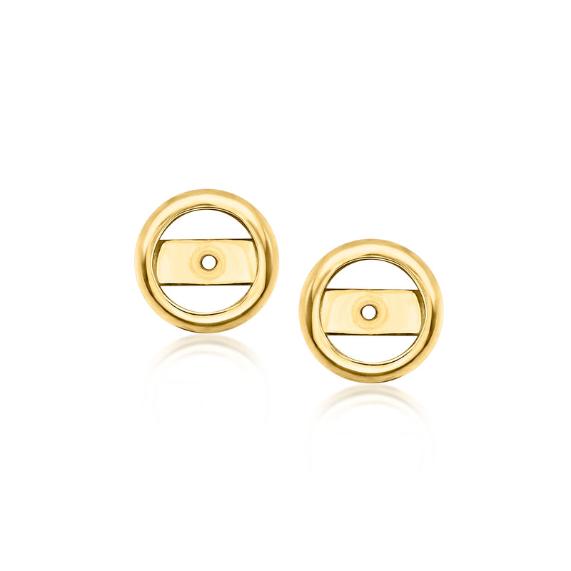 Yellow gold earring jacket backs with circular open center