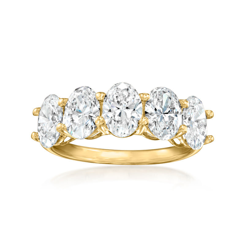 Five-stone oval diamond ring in 14kt yellow gold with raised prong settings