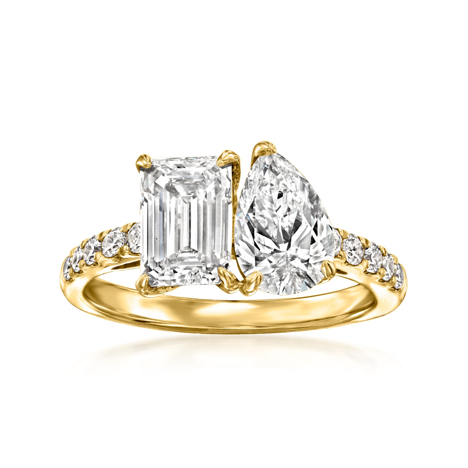 Ross-simons 2.25 Ct. T.w. Lab Grown Diamond Toi Et Moi Ring In 14kt Yellow Gold
