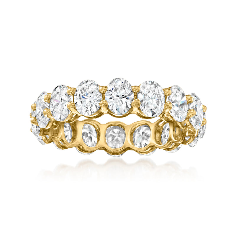 Oval lab-grown diamond eternity band in 14kt yellow gold, oval stones across top