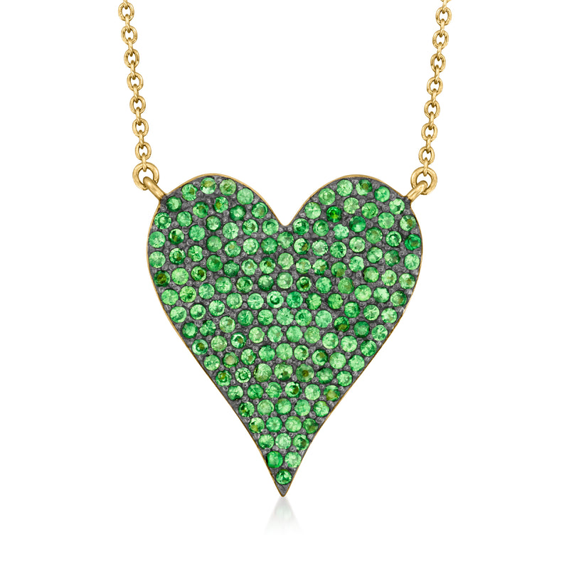 Emerald heart pendant necklace in 14kt yellow gold