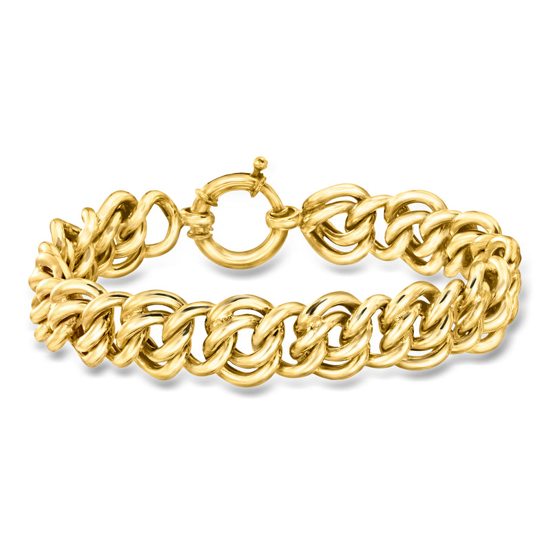 Gold over sterling double-curb link bracelet with round clasp