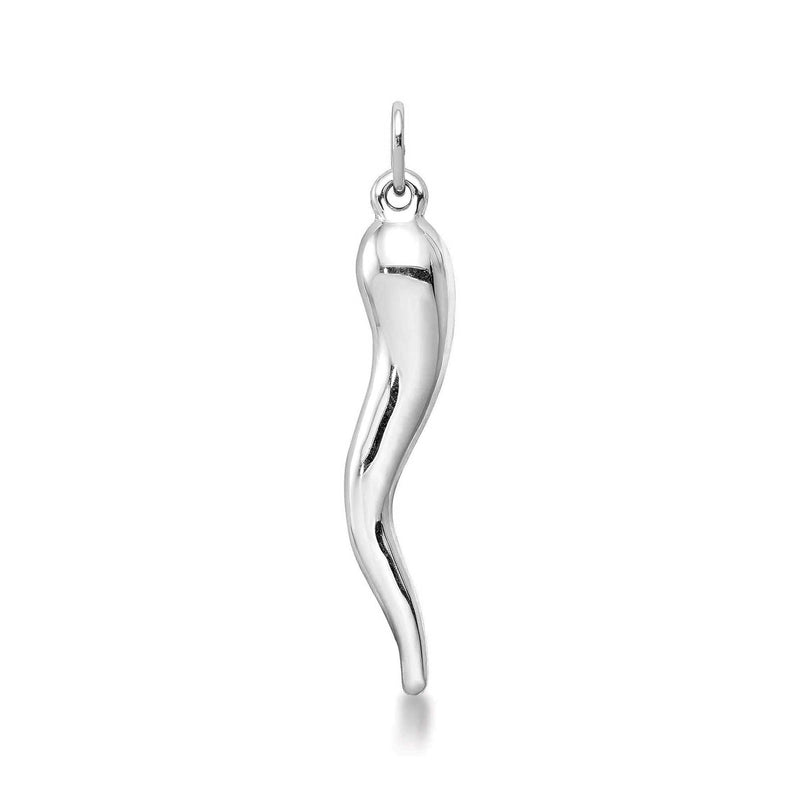 14k white gold polished horn pendant with bail loop