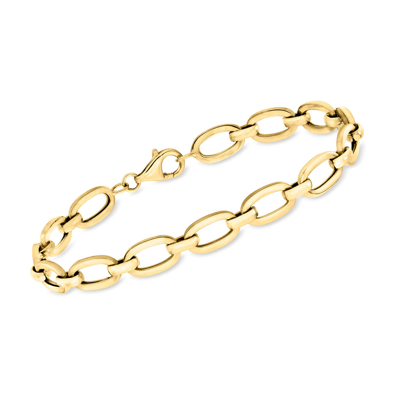 18kt yellow gold oval-link bracelet with alternating oval and ring-shaped links