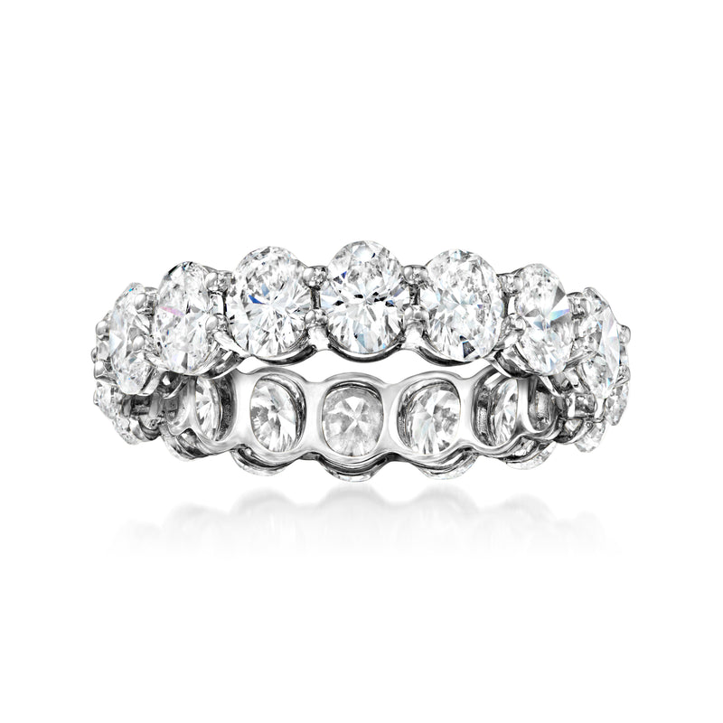 14kt white gold oval diamond eternity band with bezel-set stones