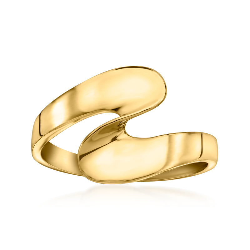 18kt gold over sterling wave ring, polished smooth gold wave band