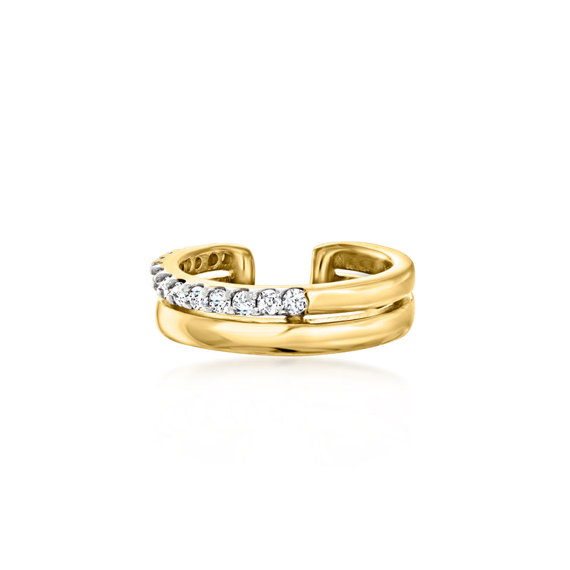 14kt yellow gold single ear cuff with diamond pave row across the top