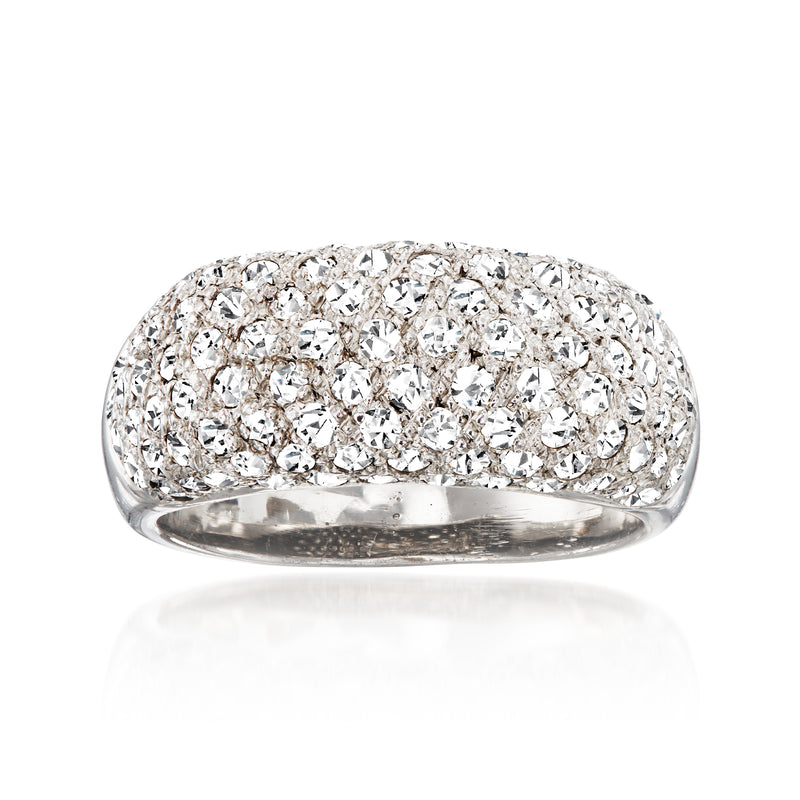 Vintage 18kt white gold pavé diamond ring