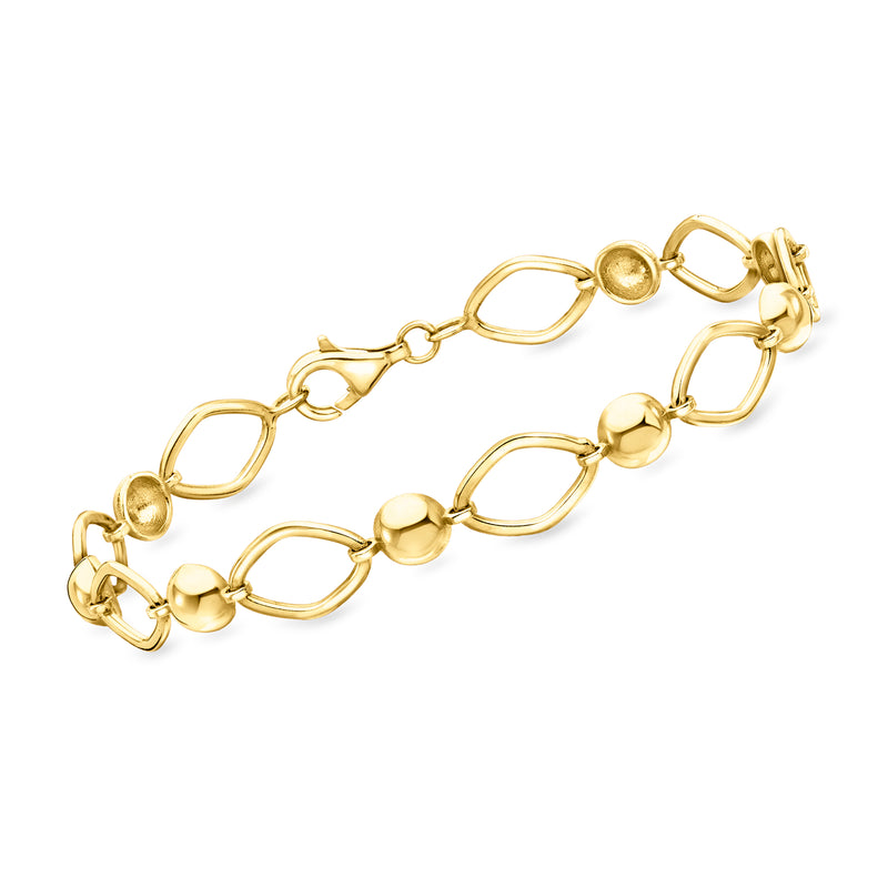 18kt gold over sterling bracelet with alternating dot and oval links, toggle clasp
