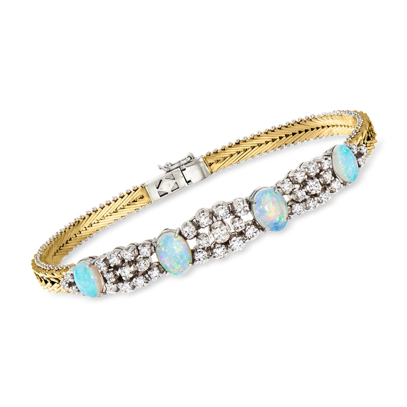 Vintage opal and diamond bracelet in two-tone gold