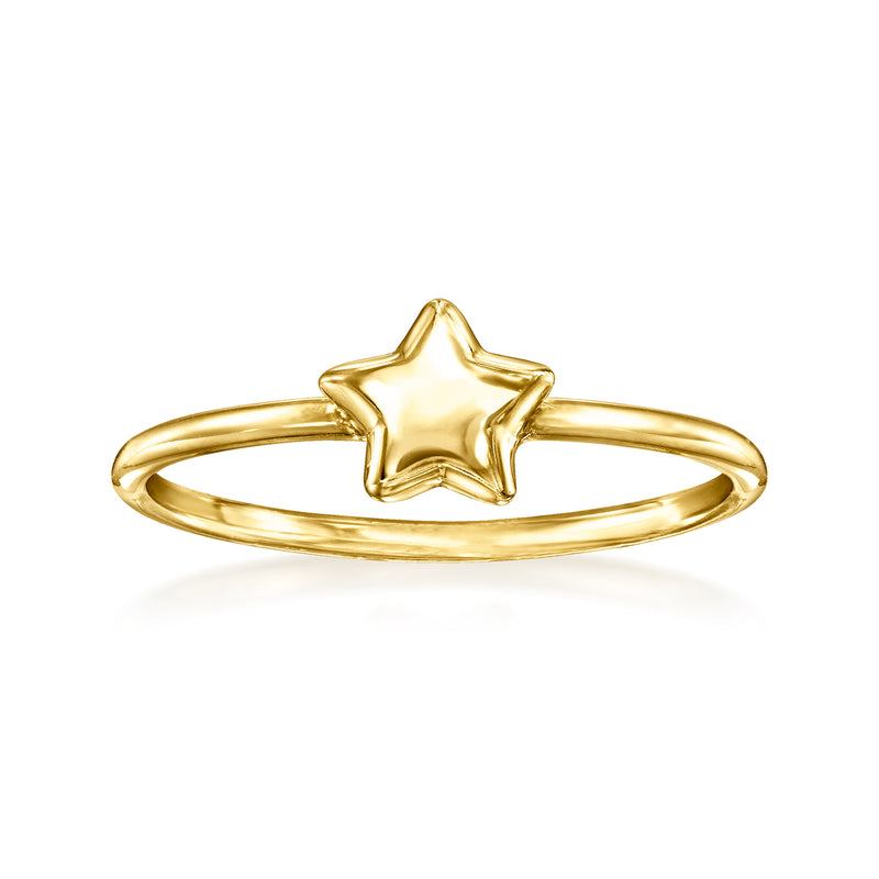 10kt yellow gold star ring with raised star centerpiece