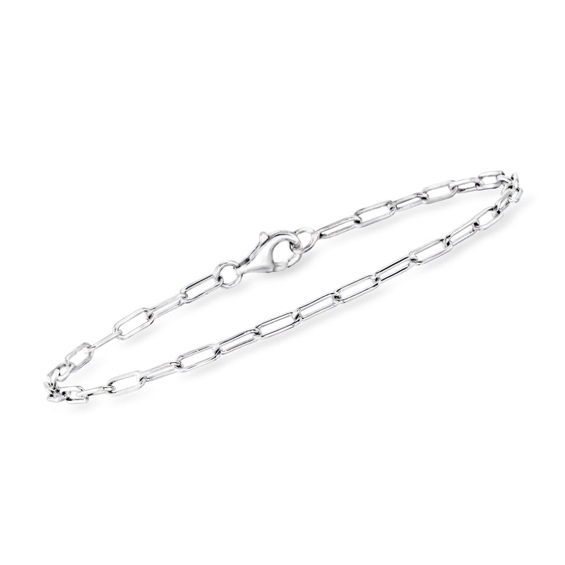 Sterling silver curb-link chain bracelet with clasp and linked details