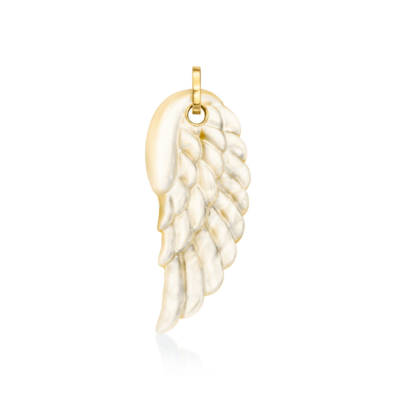 Angel wing pendant in mother-of-pearl with 14kt yellow gold bail