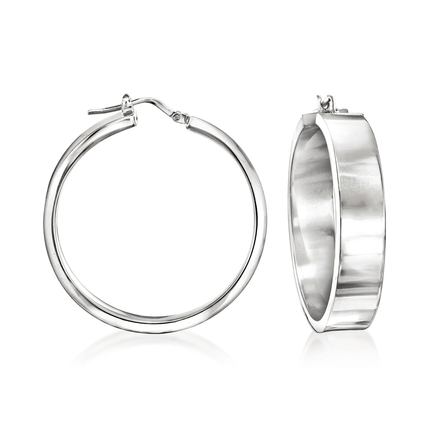 Italian Sterling Silver Flat Hoop Earrings
