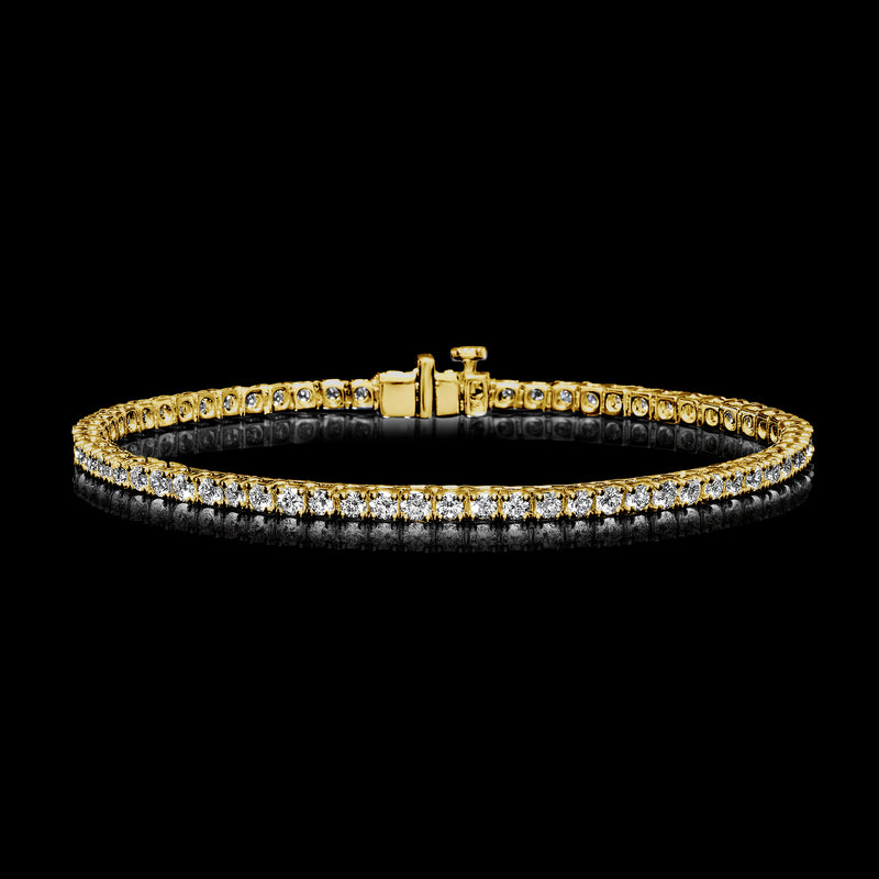 Lab-grown diamond tennis bracelet in gold over sterling with round stones and box clasp